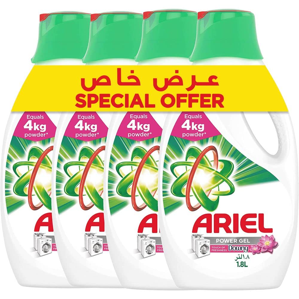 Ariel Automatic Power Gel Laundry Detergent, Touch Of Freshness Downy, 4 X 1.8L Case Pack
