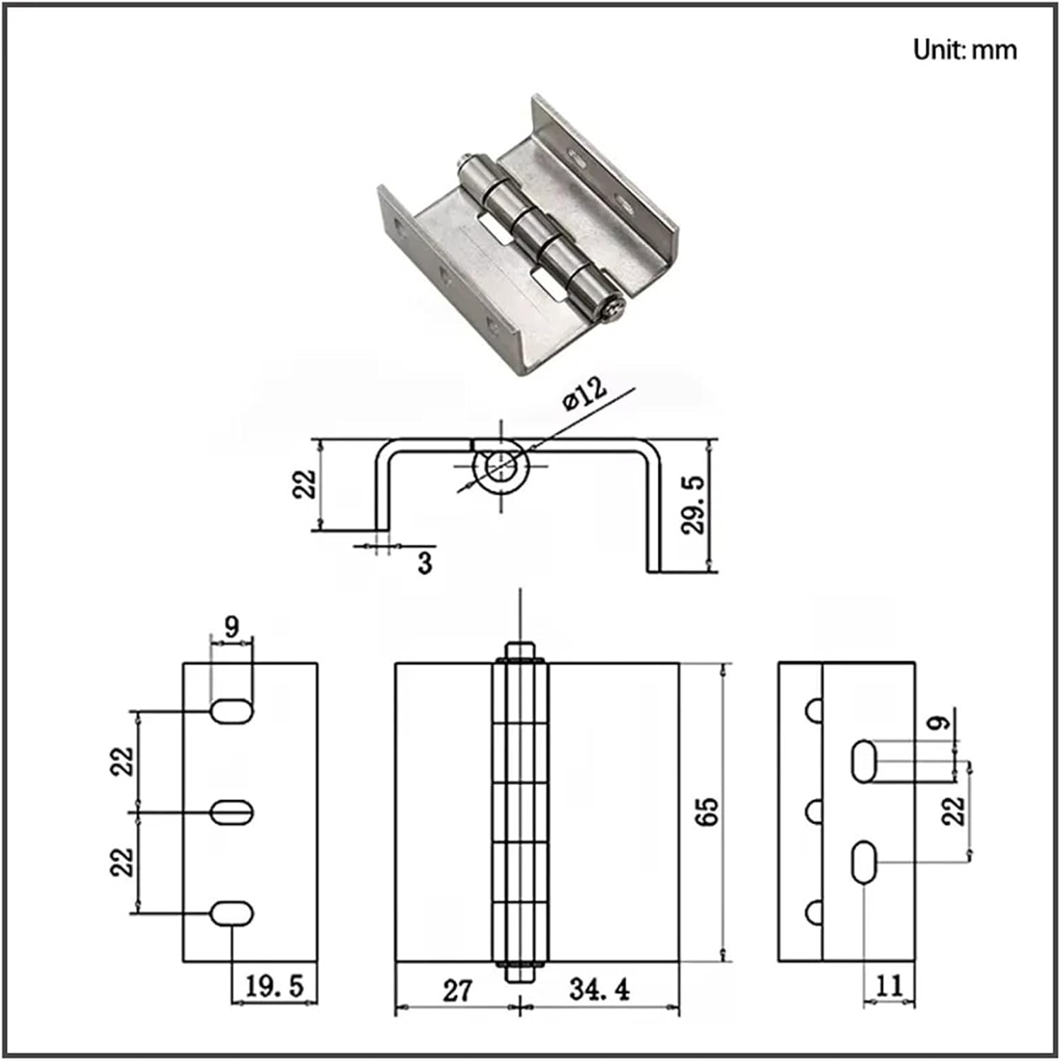 Stainless Steel Hyperbolic Hinge Equipment Concealed Internal Hardware Accessories 1Pcs