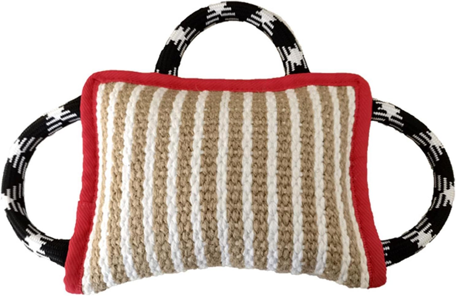 Pillow Tug Toy with 3 Handles Interactive Tug Toy Training Biting for Small Medium Large Dogs, Red