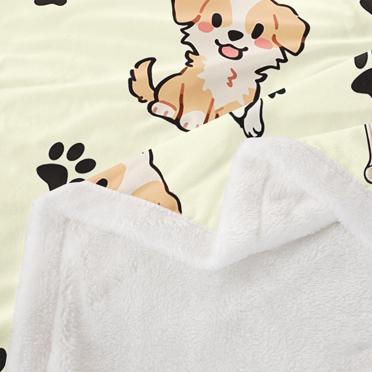 Manfei Cute Puppy Cartoon Dog Flannel Blanket 30"x40" image 5