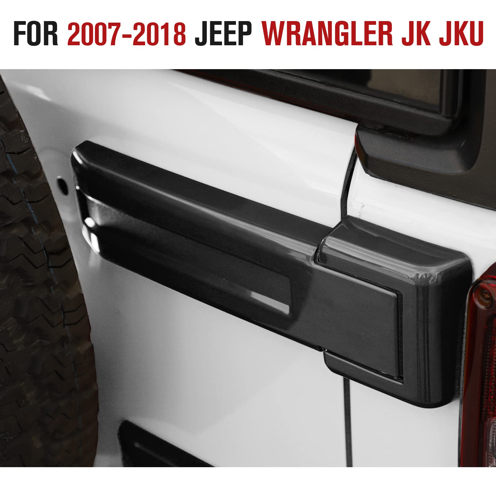 2x ABS Tailgate Hinge Covers Upper/Lower For Jeep Wrangler JK 2007-2018 – Black