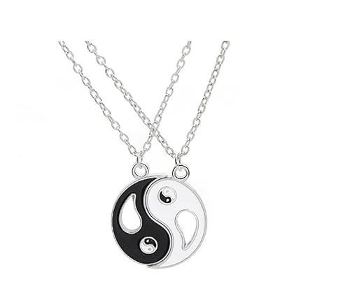 THE BEST OF PLANET Taiji Naruto Silver Plated Necklace for Men and Women - Set of 2 Pieces