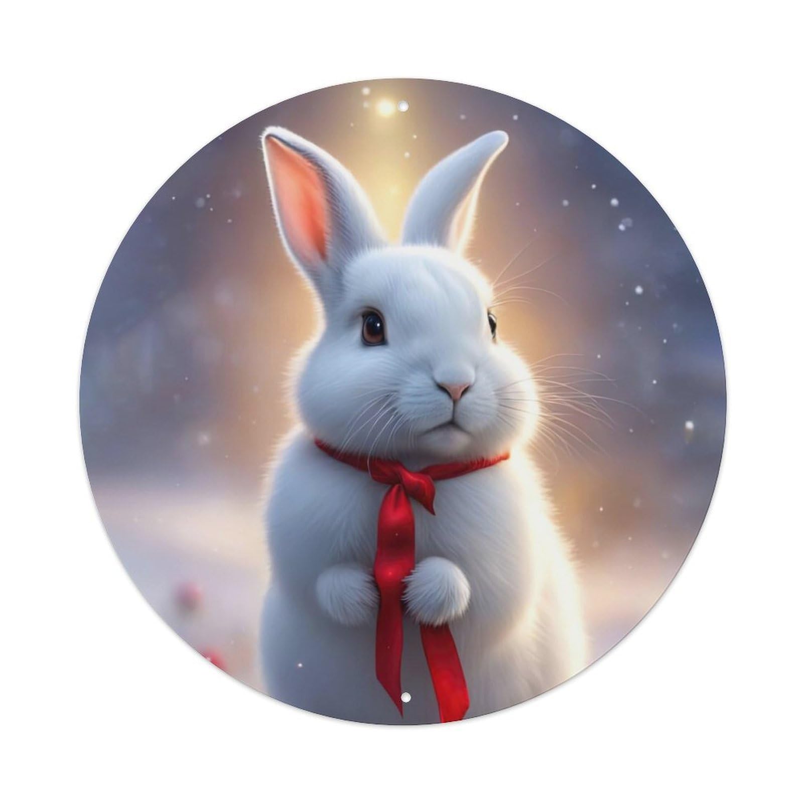 Animal Artwork Rabbit on The Snow Vintage Metal Tin Sign Plaque Wall Decor for Cafe, Club Bar, Office, Garden Metal Poster 8x8Inch