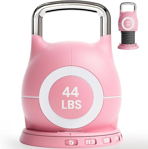 LIFERUN Juego de pesas rusas ajustables pesas rusas 7 en 1, elige 22.5 libras o 44 libras, dial de peso de cambio rápido y bloqueo de seguridad,