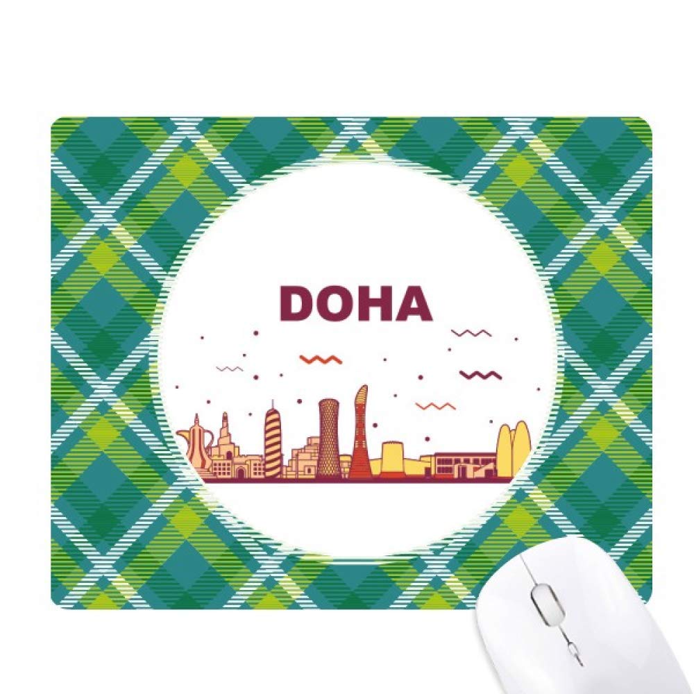 Tapis de souris Doha ville monument historique grille pixel verte - 6