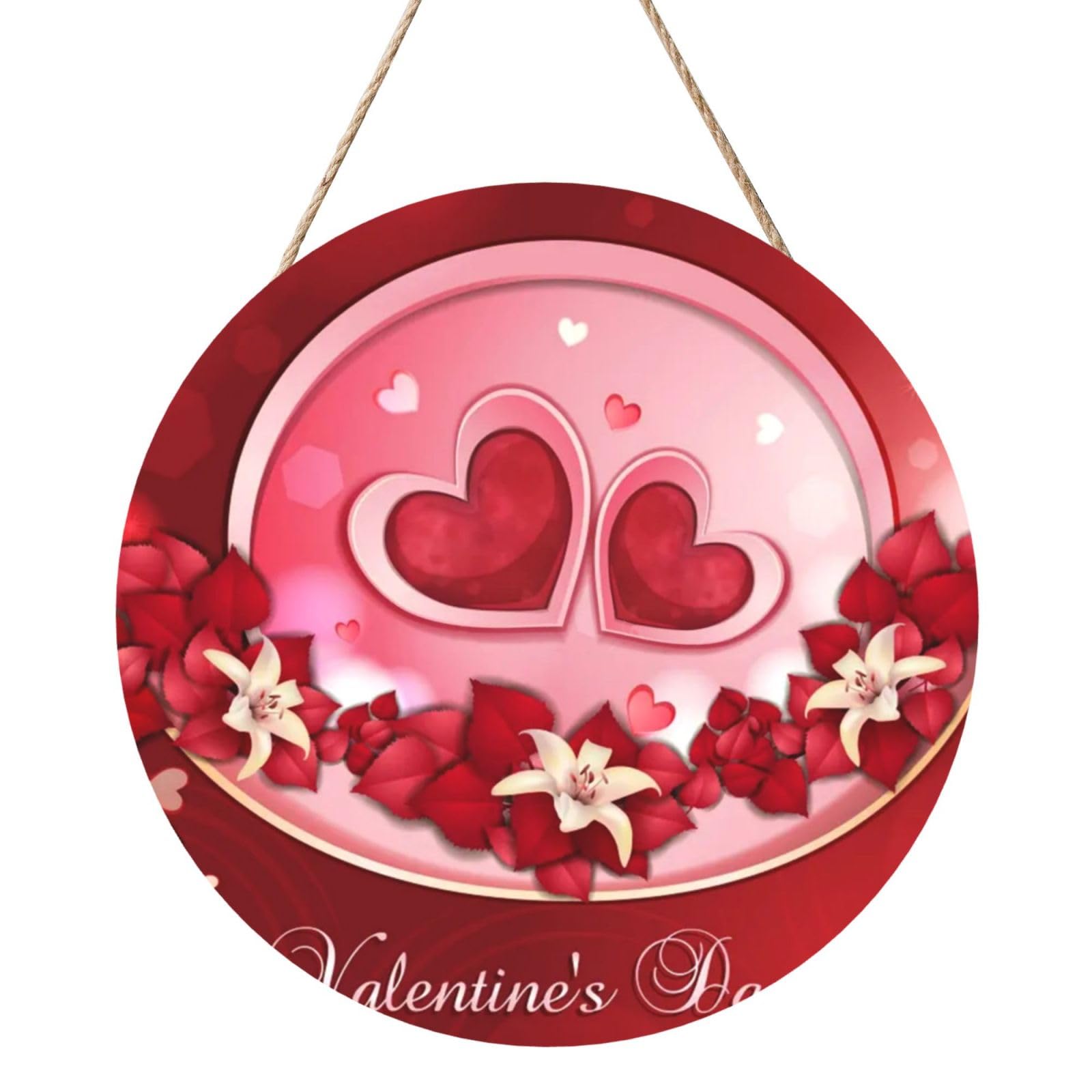 InOmak Happy Valentine's Day, Round Wood Panel Painting 12 in, Wall Hanging Painting For Home