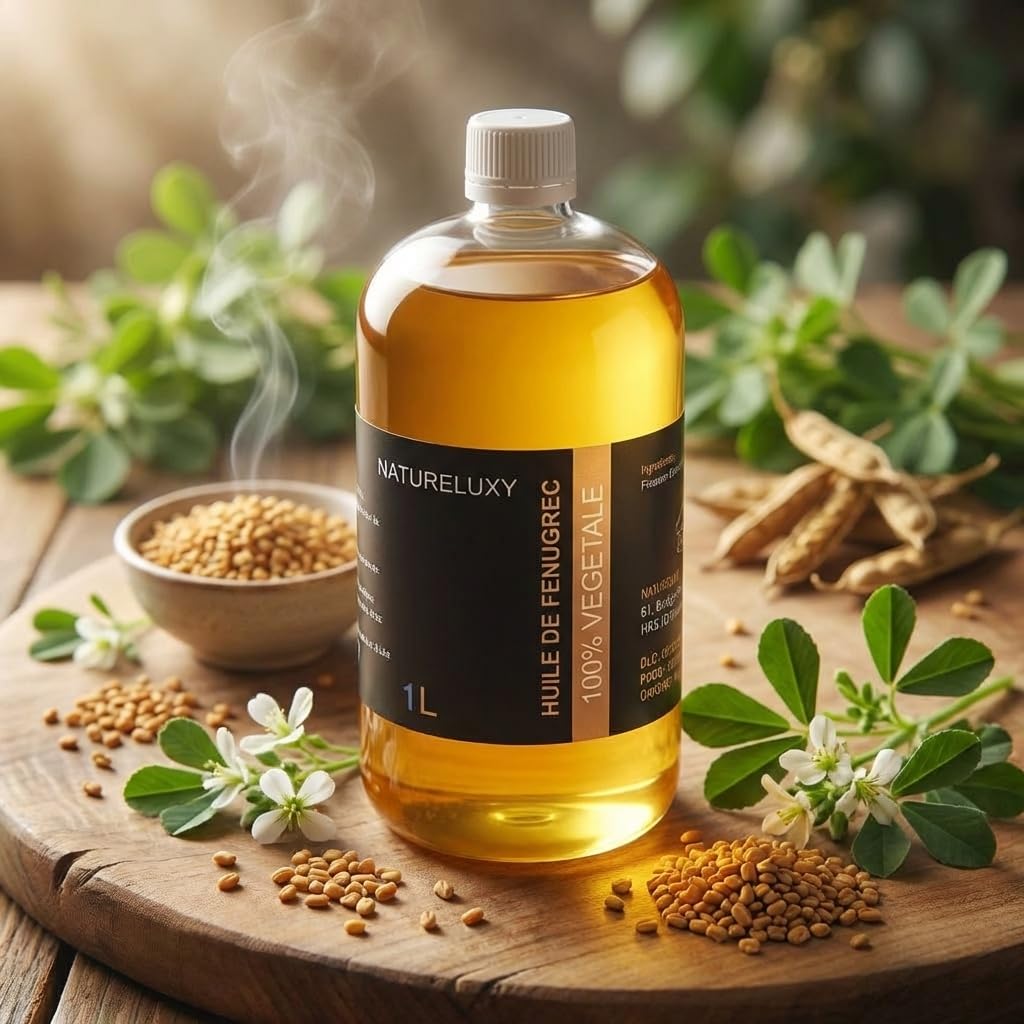 Huile de Fenugrec 1L – | Soin Visage, Corps & Cheveux | Nourrissante, Raffermissante & Fortifiante