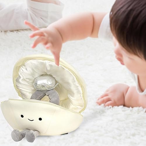 Miniatura 5 de Caja de anillo de peluche de juguete  Concha con juguete de perla, lindo juguete de concha de almeja rellena, caja de anillo suave creativa de felpa