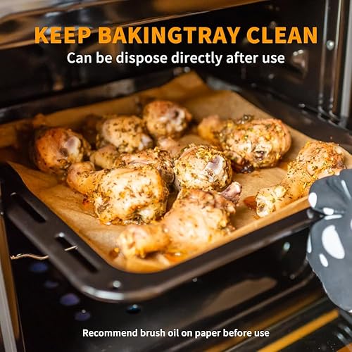 Miniatura 4 de Butai 80 hojas de papel pergamino para hornear, antiadherentes, precortadas, para hornear, asar a la parrilla, freidora de aire, cocinar al vapor de