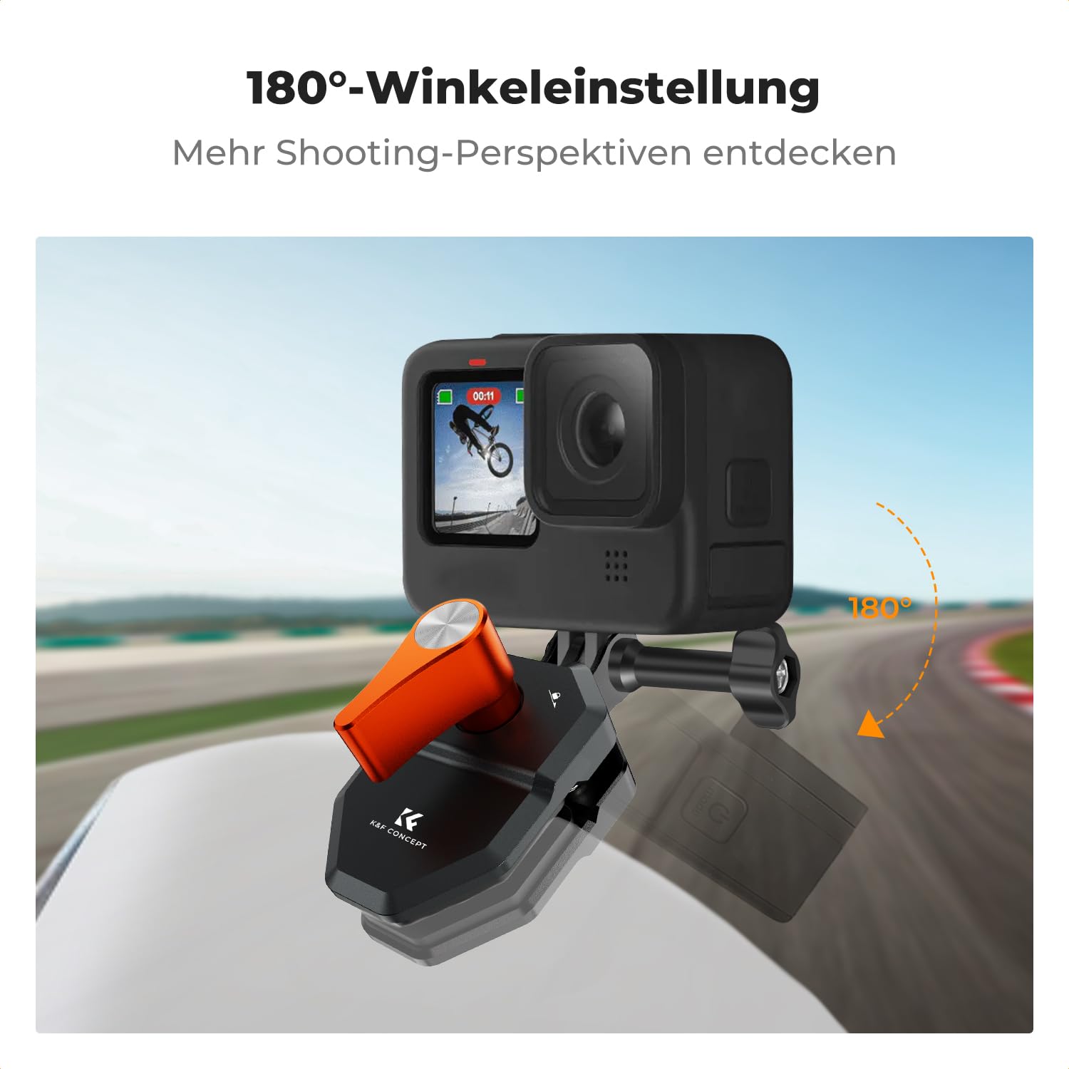 K&F CONCEPT Motorrad Windschutzscheibe Clamp für Go Pro Hero 13/12/11, Aluminiumlegierung Halterung Klemme Clip für DJI Osmo Action 3/4/5 Pro/6, Insta360 X5/X4, DJI Osmo 360 Action Kamera Zubehör