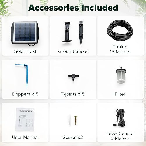 Miniatura 6 de Sistema de riego, kit de riego por goteo automático solar para plantas en maceta, soporte para 15 macetas, 6 modos de temporizador, dispositivos de