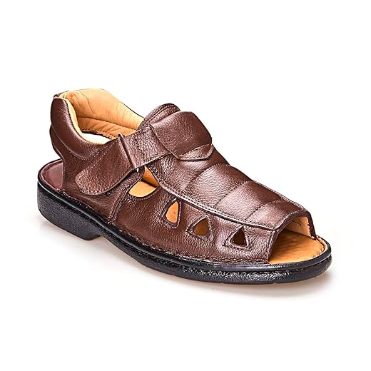 Sandalia Masculina Anti Stress de Couro Palmilha Conforto Aberta Marrom