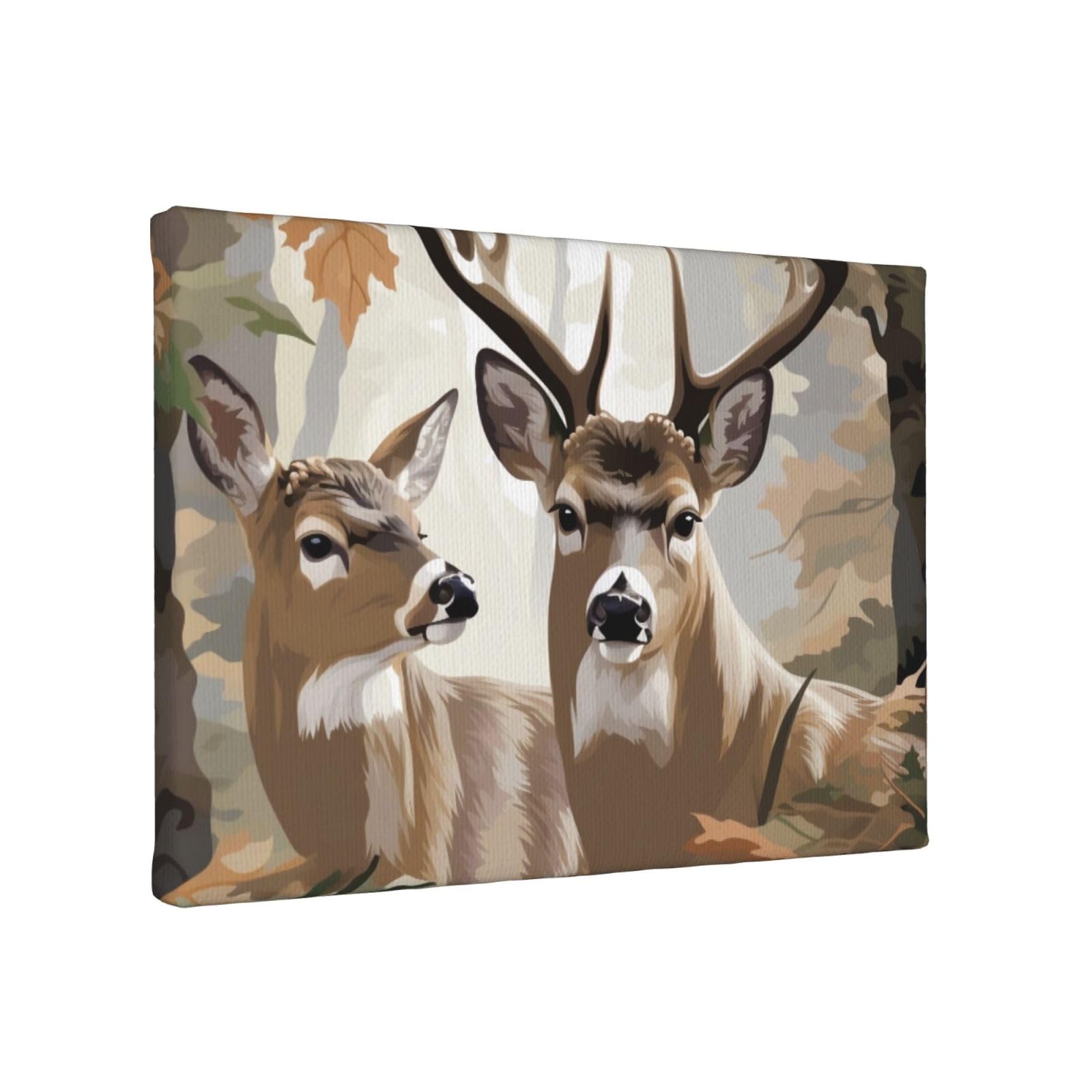 YKLJG Camouflage Deer_1 Printed Wall Art Canvas Painting 30x20 CM Wooden Framed Picture Painting Artwork Prints for Bedroom Kitchen Home Office Decor