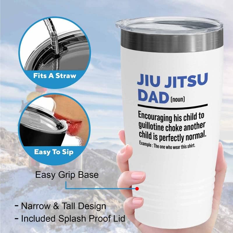 Jiu Jitsu White Tumbler 20oz - Jiu jitsu dad definition - Jitsu Art Bjj Jiu Jitsu Party Jiujitsu Gift Men Funny Jiu Jitsu Gifts for Martial Artists