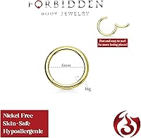 Vista 115 de Forbidden Body Jewelry - Piercing para la nariz de acero quirúrgico 316L con bisagra, 14G, 16G, 18G, diámetro de 15/64, 5/16, 25/64, 15/32 pulgadas