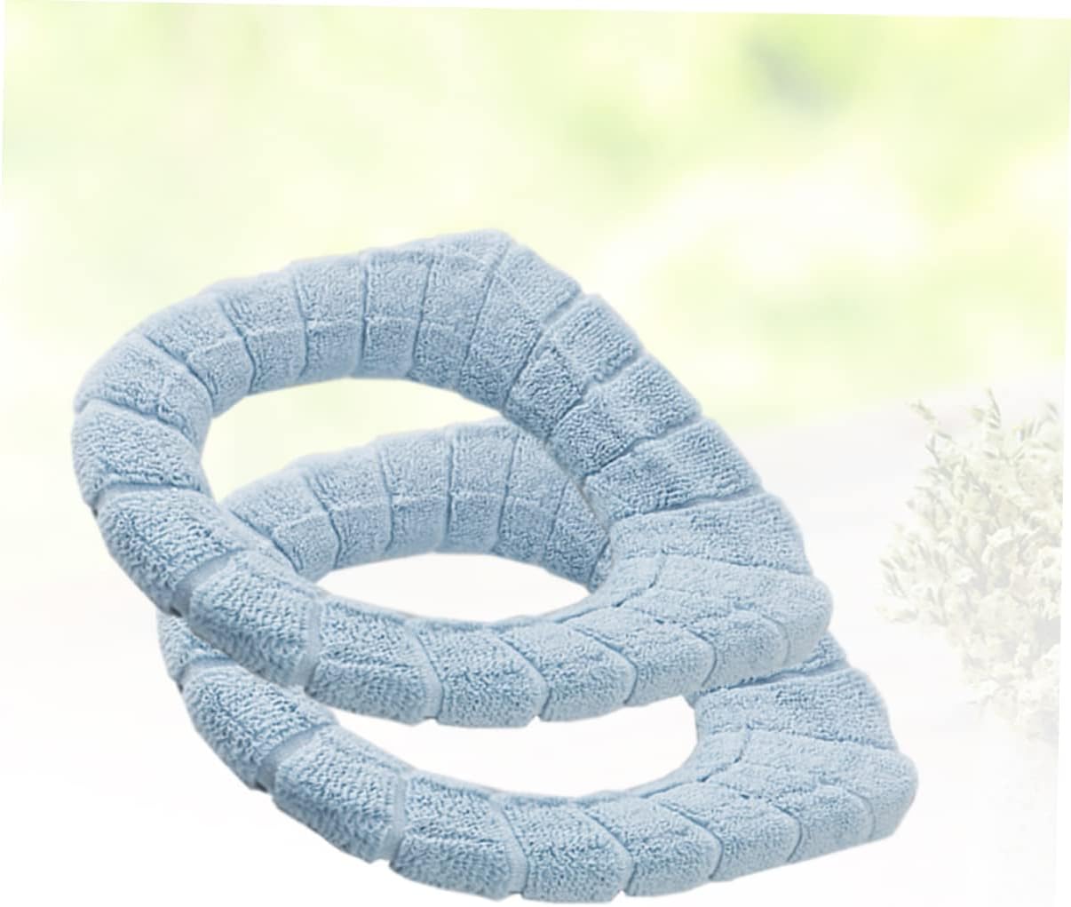 KOMBIUDA Winter Warmth Non Slip Thick Toilet Seat Cushion Cover Stretchable Pads for Home Use Fibers for Comfort Easy Installation Ice Nordic Blue
