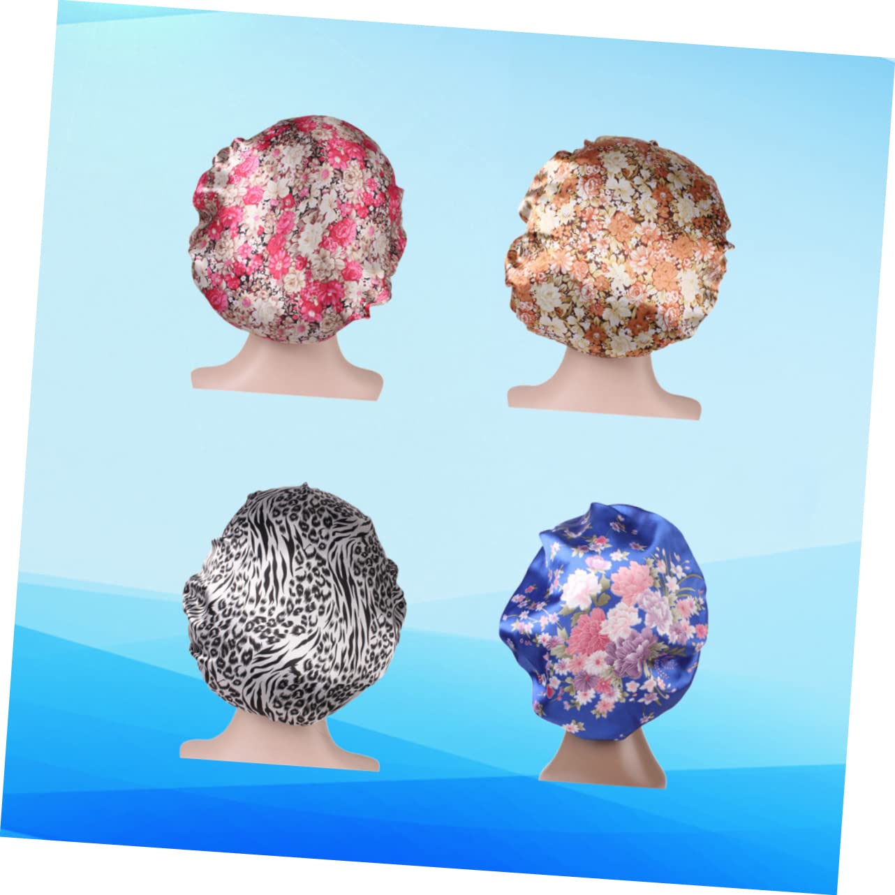 minkissy 12 Unidades de Gorro de satén para Mujer, Gorro de Noche Esponjoso, de Noche de satén, de e de Lado Ancho, Gorra de de ala Ancha, Gorra de quimioterapia, de Pelo