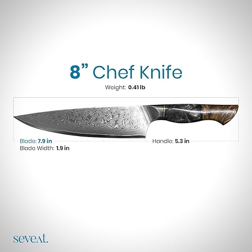 Miniatura 3 de Cuchillo de cocina de Damasco, acero de damasco de 67 capas, juego de cuchillos de chef profesionales de 13 pulgadas para cocina, mango ergonómico