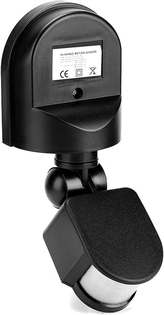 Commutateur de lumière du détecteur de mouvement, AC 110-240V IP65 Interrupteur de détecteur de mouvement infrarouge étanche, détecteur de mouvements réglable Commutateur de lumière Détecteur de mouvement extérieur (noir)