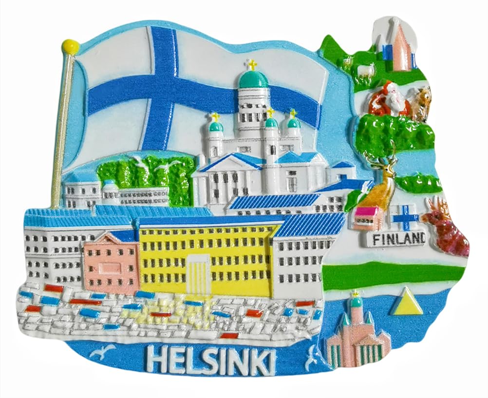 Muyu Magnet Helsinki Finland 3D Fridge Magnet Travel Souvenir Gift Collection,Home & Kitchen Decoration Magnetic Sticker Refrigerator Magnet