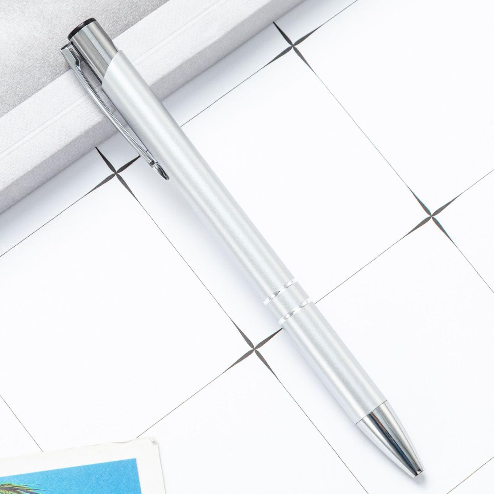 Penna stilografica professionale, 50 penne stilografiche in metallo, multifunzionali, alla moda, con clip argentata, per studenti, insegnanti, professionisti, uso quotidiano, scuola