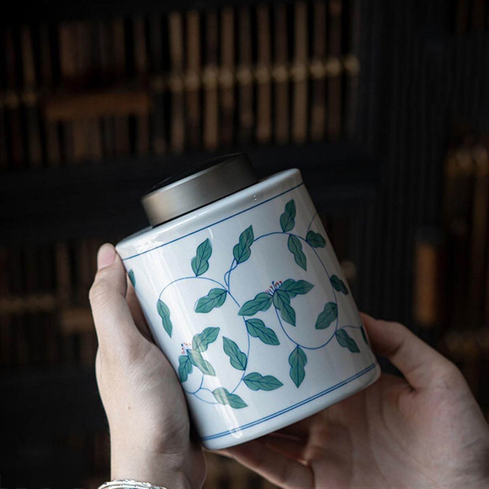 Praktyczny Jingdezhen Ręcznie malowany ceramiczny zaplombowany pojemnik na herbatę | Ze słoikiem do przechowywania z pokrywką Tea Warehouse