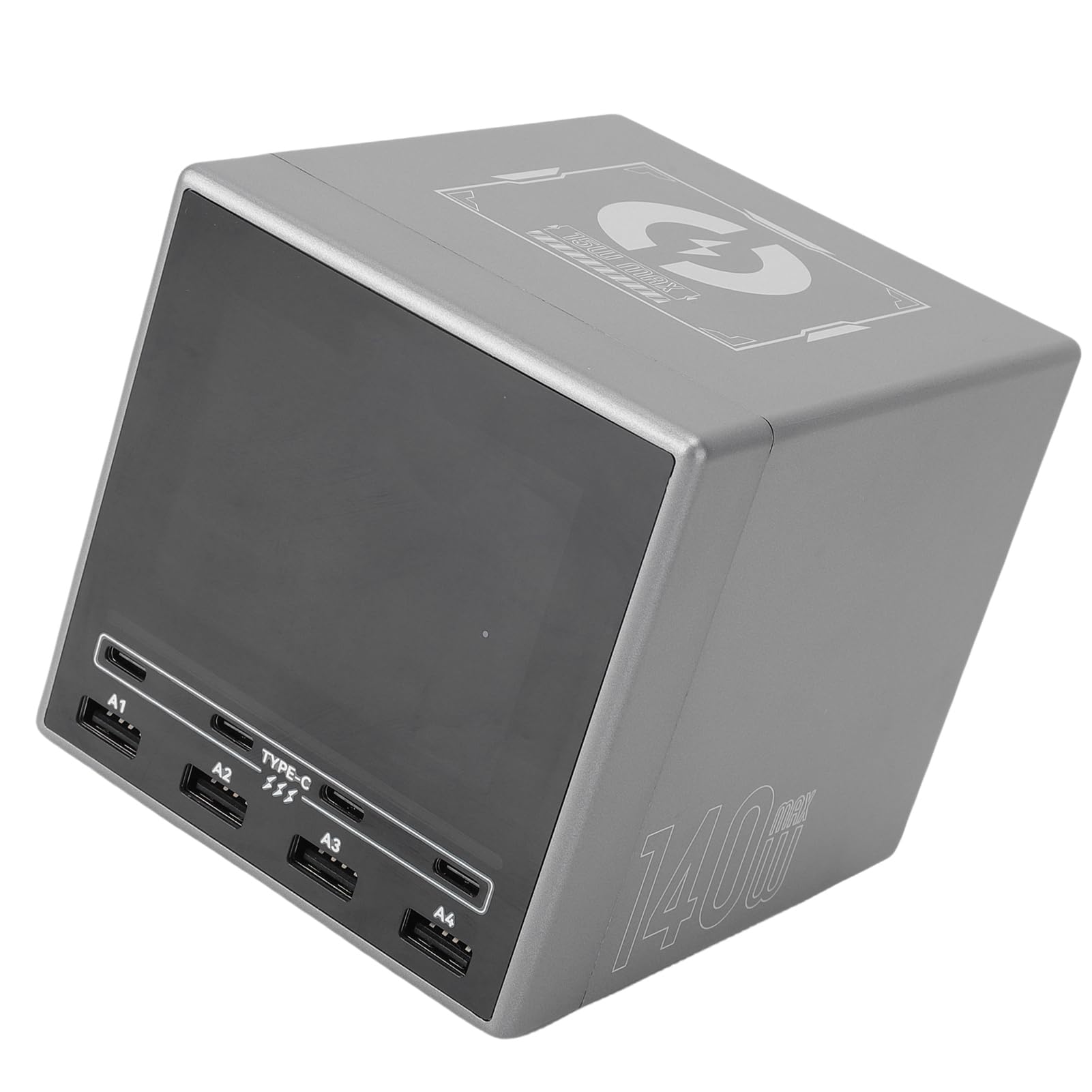 Ejoyous Stazione di Ricarica Wireless USB da 140 W, Hub Caricabatterie Wireless USB A C PD per PC con Pad da 15 W, Display A Colori, Ricarica Rapida A 8 Porte per Scrivania, Ufficio Domestico (Spina