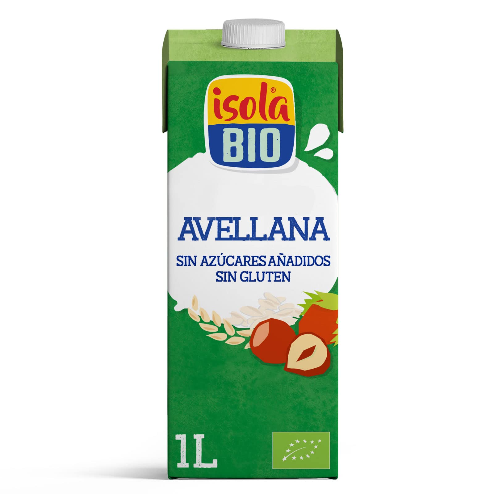 ISOLA BIO Bebida Ecológica Vegetal de Avellanas Pack 6 x 1 L Sin Azúcar Añadido Sin Lactosa Vegano