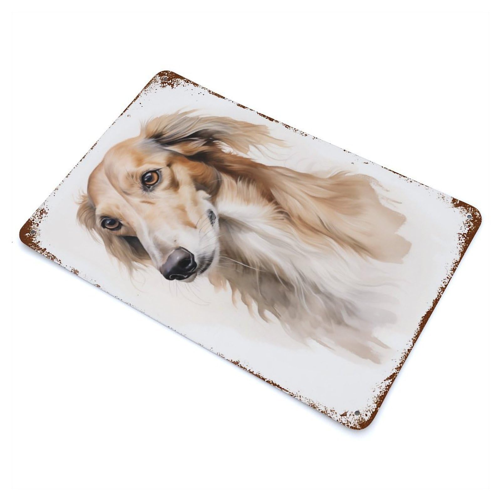 Saluki Dog Portrait Decorative Tin Sign 11.8"x7.9", for Bistro, Counter And Cafe Decor, Retro Wall Decor