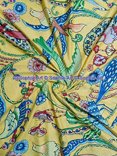 The Yard - Tessuto in voile con stampa indiana a forma di pavone con stampa etnica Sanganer Kurti, per sartoria, cucito e trapuntatura zingara