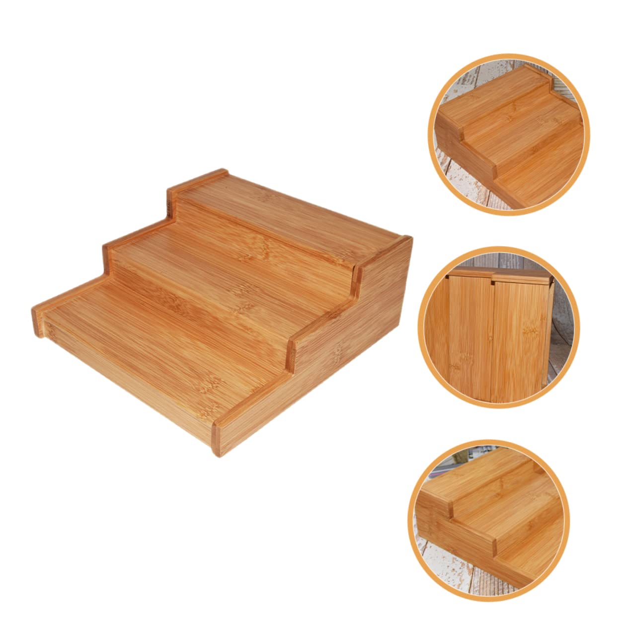 Cabilock Étagère à Épices Bambou Télescopique 3 Niveaux Cuisine | Petit Format, Étagère Extensible, Usage Comptoir, Adaptée aux Placards