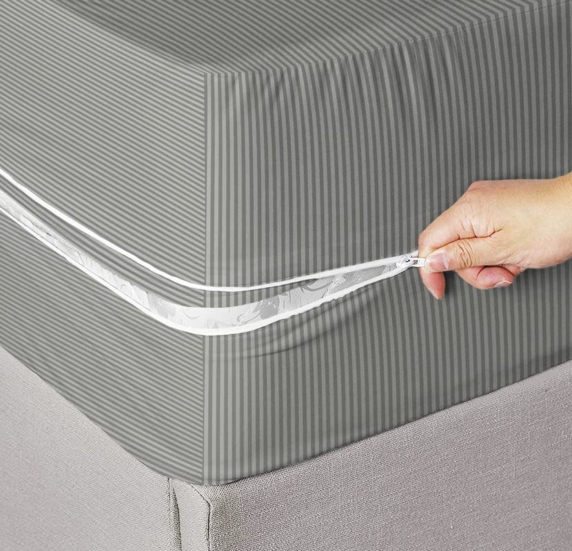 BSB HOMEPremium Cotton Mattress Cover/Protector with Zipper Chain|Provides All Around Protection with 360° Encasing |Queen - 78 x 60 + 6 inches (5x6.5 ft) - Pack of 1 - Grey