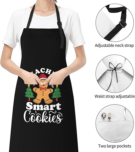 Miniatura 6 de Delantal de cuello ajustable para profesor de galletas inteligentes para hombres y mujeres con bolsillos, delantales impermeables para cocina,