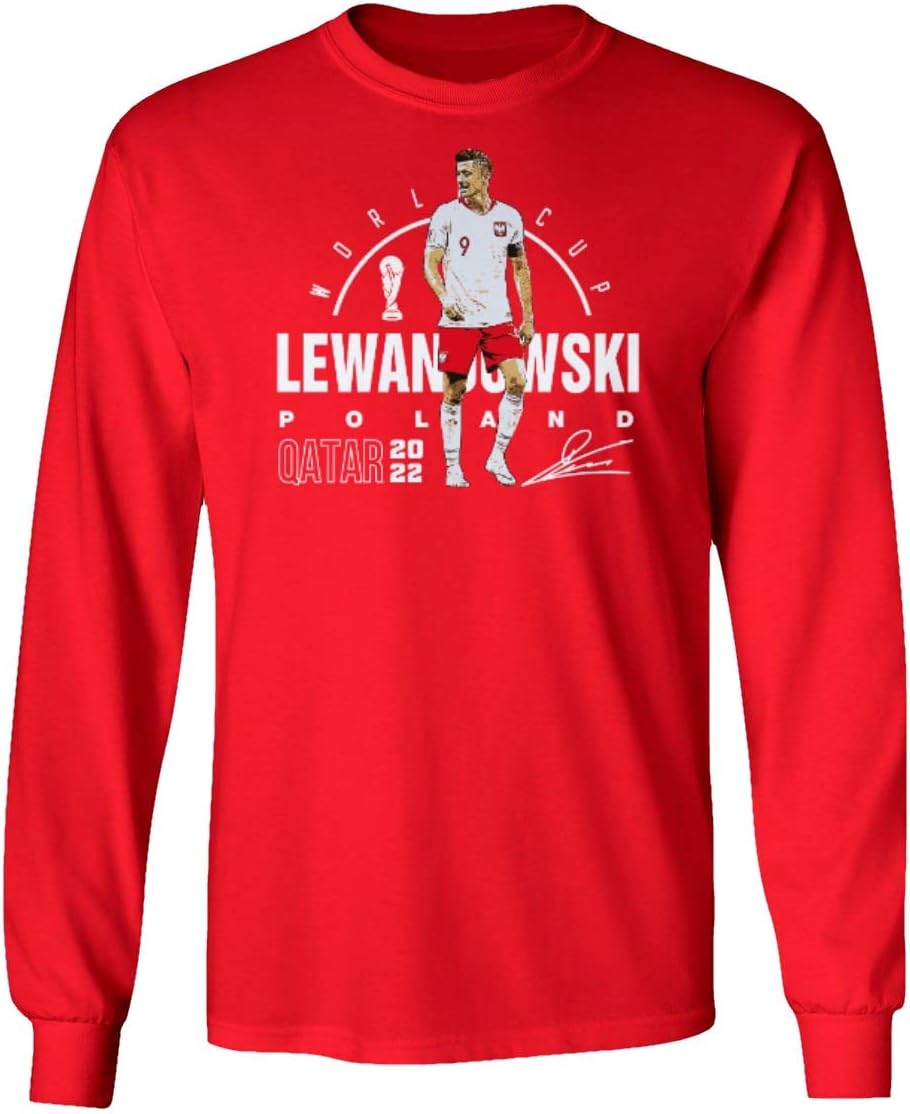 KING THREADS World Soccer 2022 Lewandowski 9 Poland Football Fans Long Sleeve T-Shirt