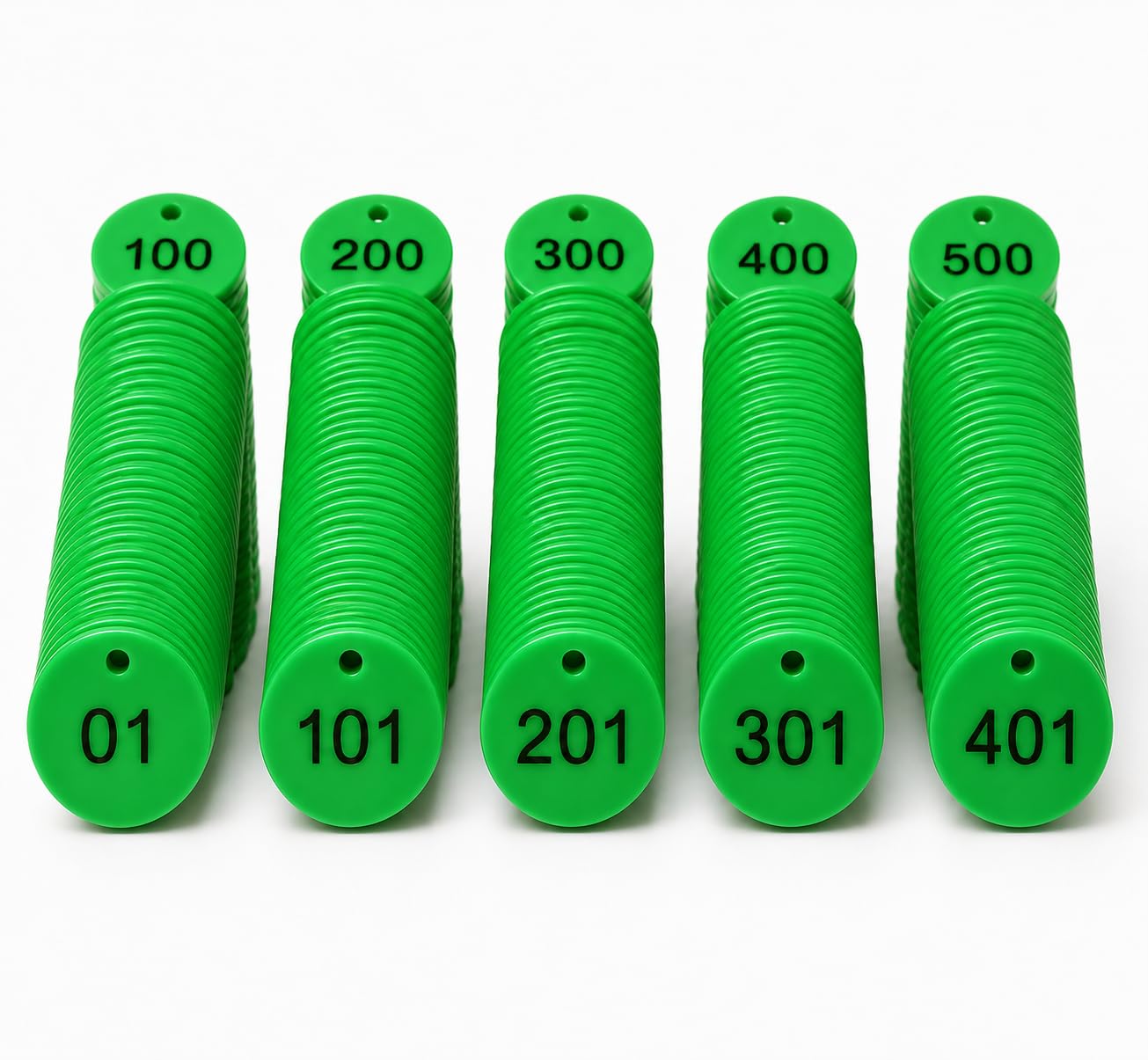 MOREL Embossed Green Plastic Round Shape Token Coin with Hole USE for Shop, Board Games, Stores, House, School.|1 to 500 Numerical Coins.-image-41