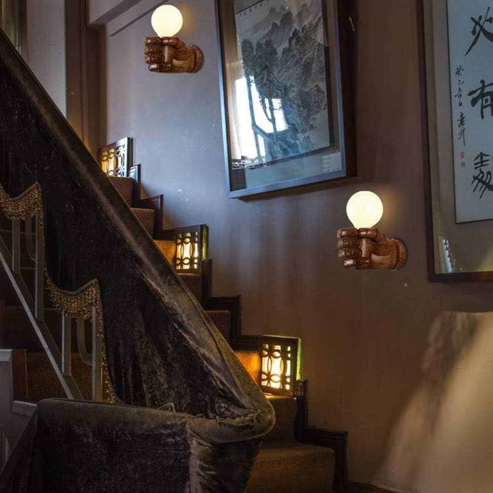 KWOKING Industrial Hand Shaped Wall Sconce Wall Decor UL Listed Vintage Wall Light Fixture for Bedroom Kitchen Restaurant (Left)