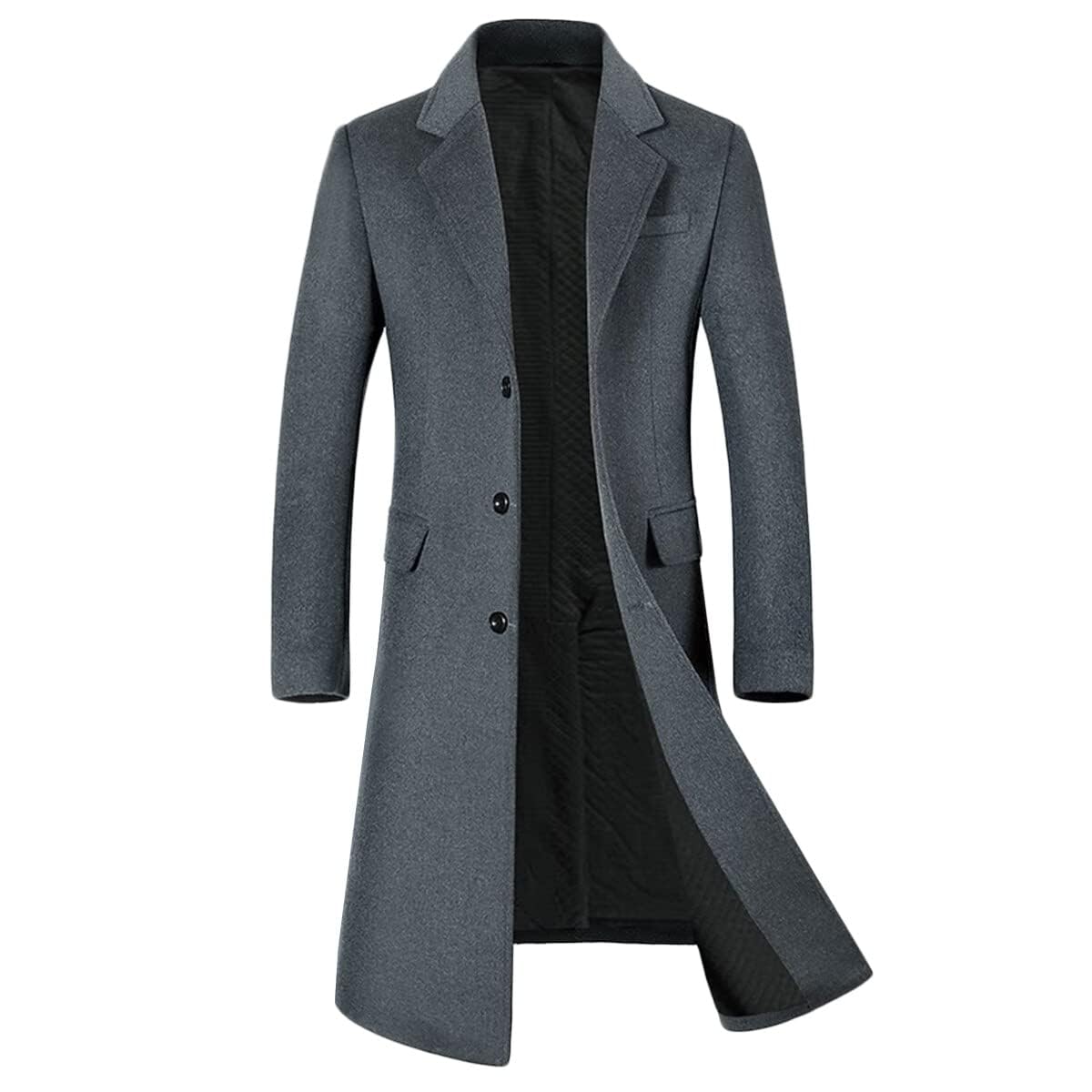 YOUTHUP Homme Manteau en Laine Hiver Long Chaud Trench-Coat Slim Casual élégant Simple Couleur Unie