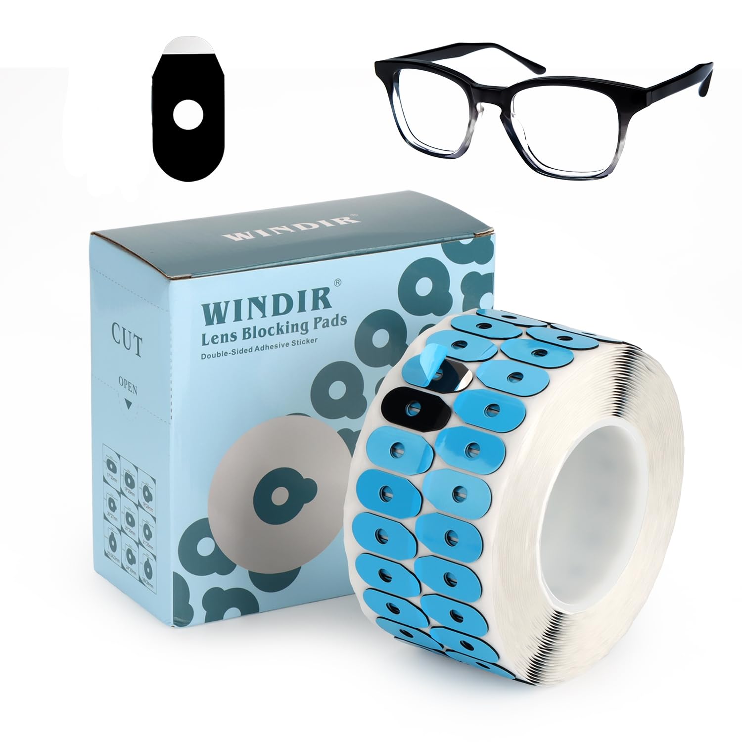 WINDIR Almohadillas de bloqueo de bordes de lente óptica, 1000 unidades, antideslizantes, cinta adhesiva para procesamiento, pulido para gafas, accesorios de bordeador de auto (almohadillas negras,