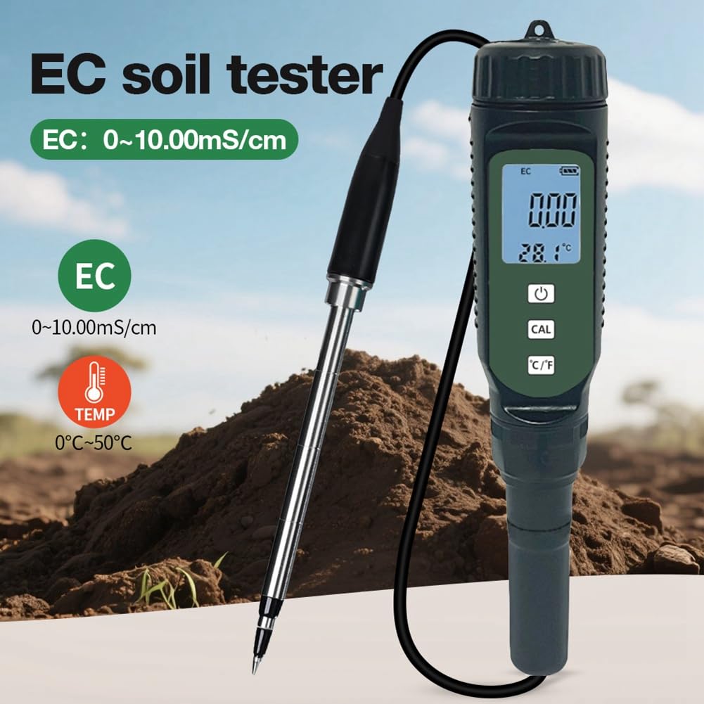 Tester del Suolo Valore EC Termometro Sonda Esterna Strumento di Test per Piante da Giardino Fiori