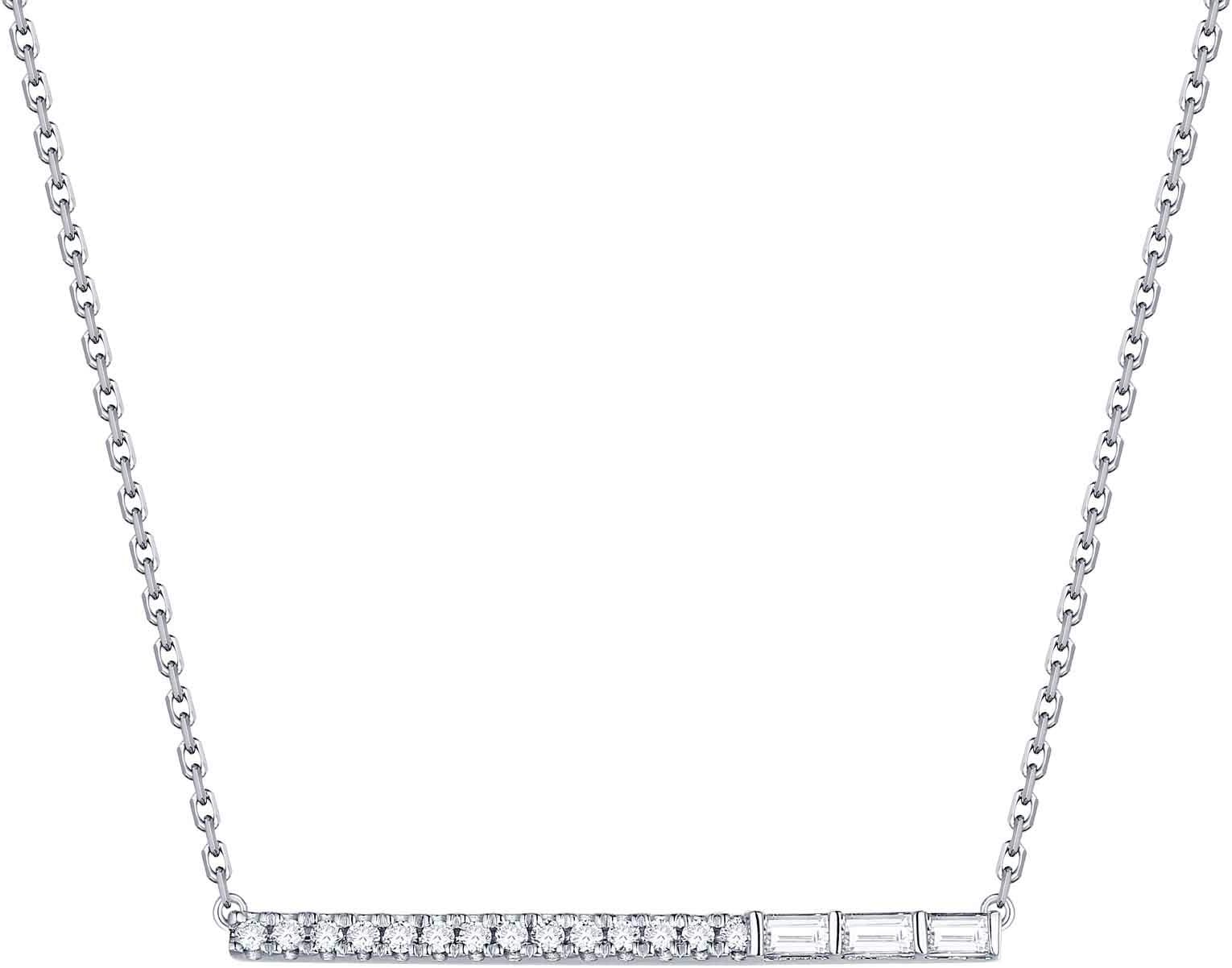 Prism International Bar Style Modern Necklace With CZ Stone Crafted In BSI Certified 925 Sterling Silver