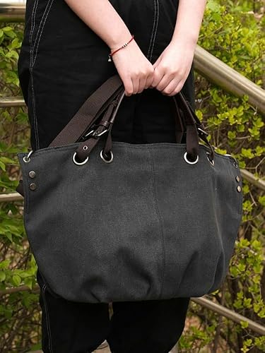 Miniatura 3 de Bolsa de lona vintage para mujer, bolso bandolera grande, bolso cruzado de hombro, bolso casual para el trabajo, bolsos de compras