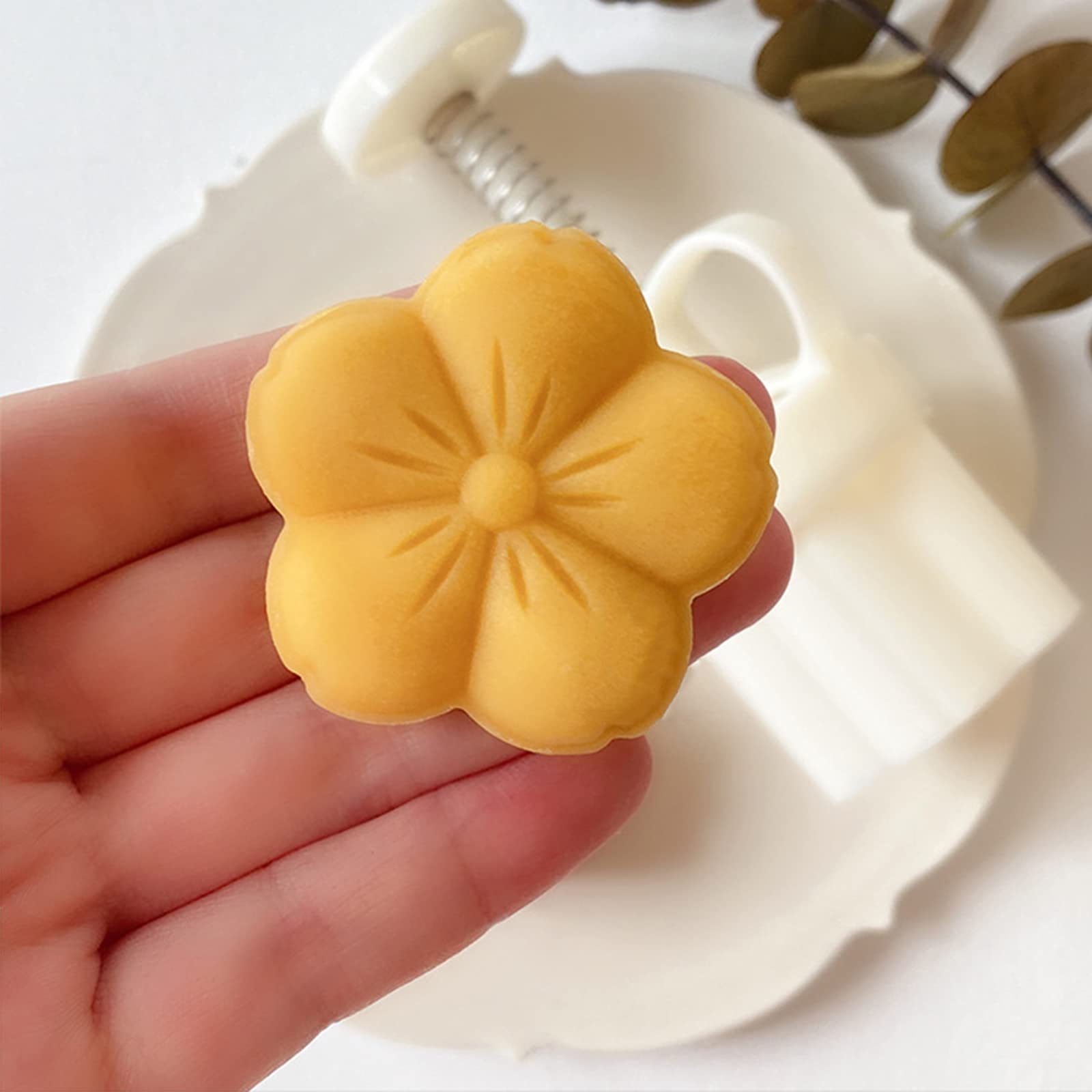 Flower Moon Cake Mold Set Cookie Stamps Mold Autumn Festival Hand Press Maker Floral Mold