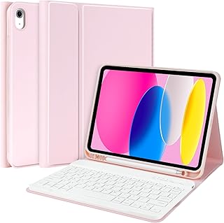 iPad 10th Generation Case with Keyboard (10.9", 2022),iPad Keyboard Case for 10.9" 10th Gen, Detachable - Pencil Holder - Flip Stand Cover - Keyboard Case for Latest iPad 10th Gen 10.9 inch 2022 Pink