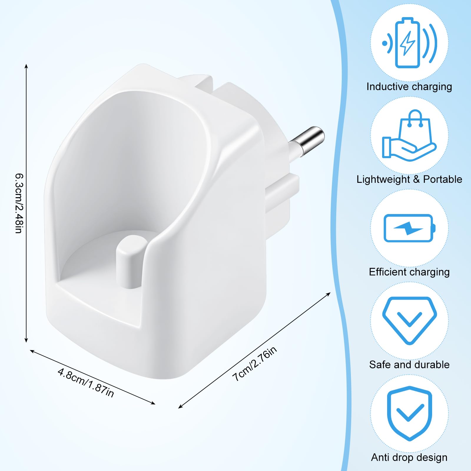 Chargeur Brosse a Dent Electrique pour Oral B, Prise EU(pour Prises sans Terre) Compatible avec Oral B Brosse à Dent, Chargeur sans Fil Compatible avec Oral-B/Braun sauf IO et Pulsonic
