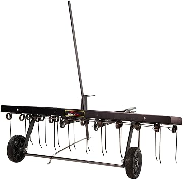 Brinly DT-402BH-A Tow Behind Dethatcher with Transport Mode, 40, Matte Black