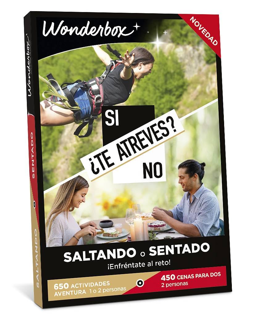 WONDERBOX - Caja Regalo - Te Atreves - Saltando O Sentado - 1 Actividad de Adrenalina o 1 Tratamiento Bienestar - para 2 Personas - 650 Actividades de Aventura o 450 cenas - Ideas Regalo