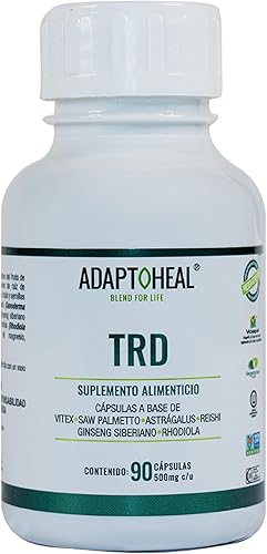 ADAPTOHEAL Suplemento Adaptógeno para Hombre y Mujer - Vitex, Saw Palmetto, Astrágalus, YODO, Rodiola - Vegano, sin Gluten, sin OMG - 90 Cápsulas,