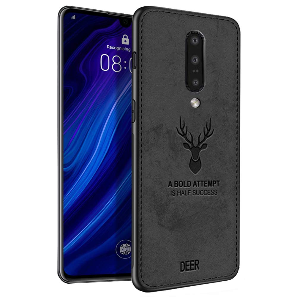 REALCASE One Plus 7 pro Case, Fully Protective Design Shockproof TPU Bumper Washable Cloth Back Dual Protection Cover for OnePlus 7 pro (DC-Black)