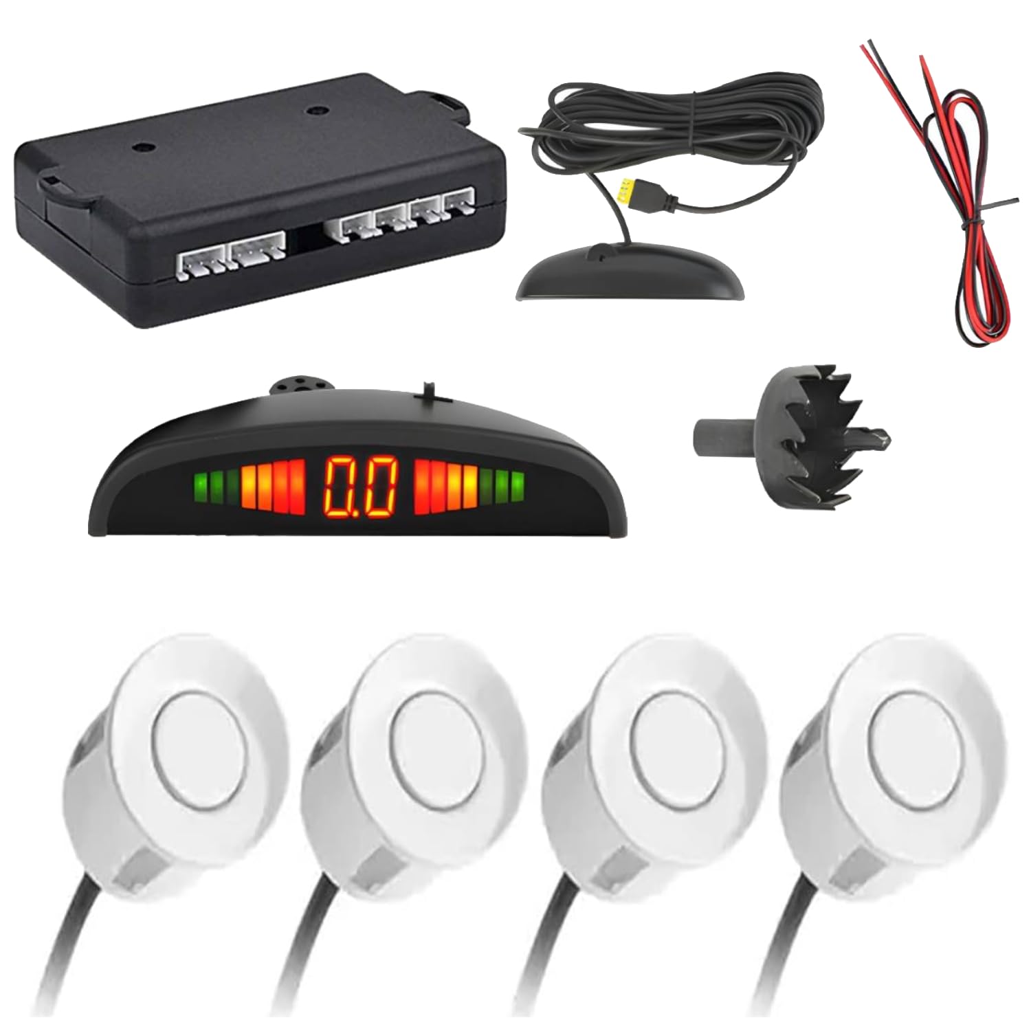 Reverse Parking Sensor Kit with LED Display, 4 Ultrasonic Rear Sensors, Car Parking Assist System with Buzzer Alert, white, for Xcent 2020-image-38