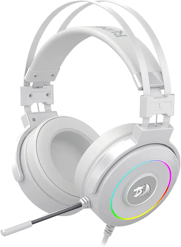 Redragon Headset Gamer Lamia 2 Lunar White RGB USB Som Surround 7.1 Virtual com Suporte de Headset - Branco